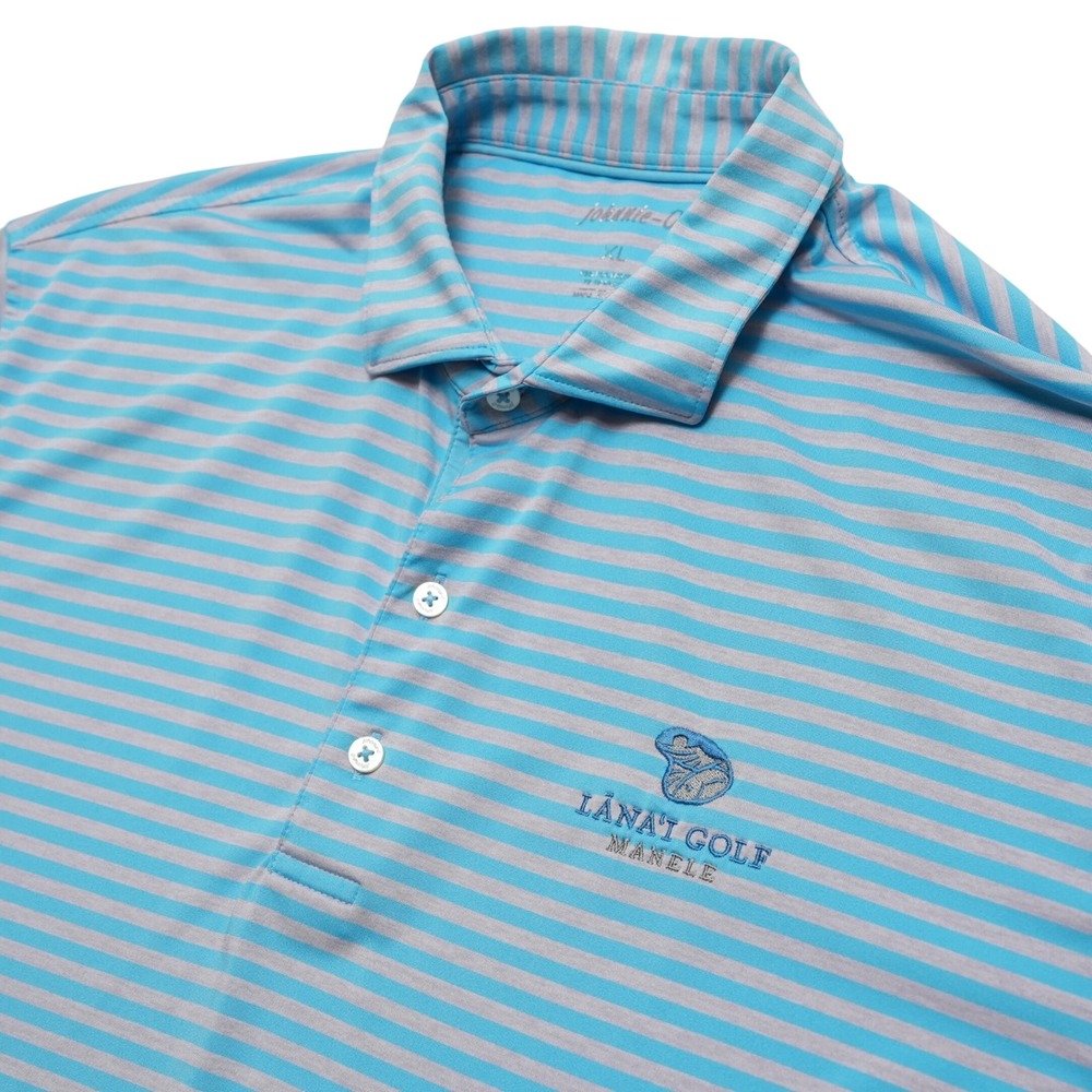 Johnnie-O Polo Shirt Mens XL Blue Gray Stripe Lanai Golf Manele Short Sleeve